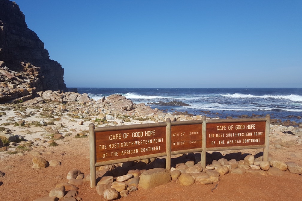 Ausflug zur Kap-Halbinsel - Schild am Kap der Guten Hoffnung