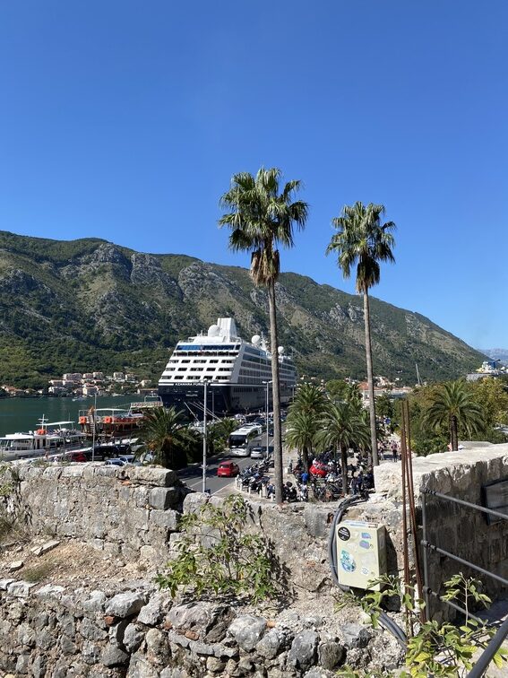 Kreuzfahrtschiff am Hafen von Kotor
