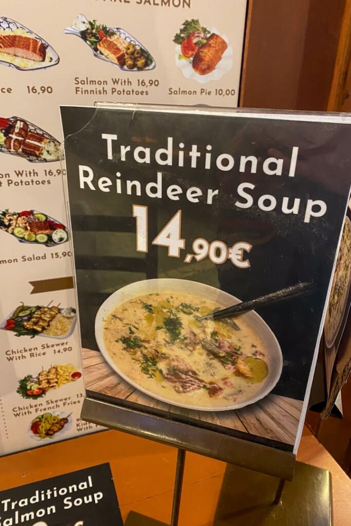 Preisschild für die Rentier-Suppe