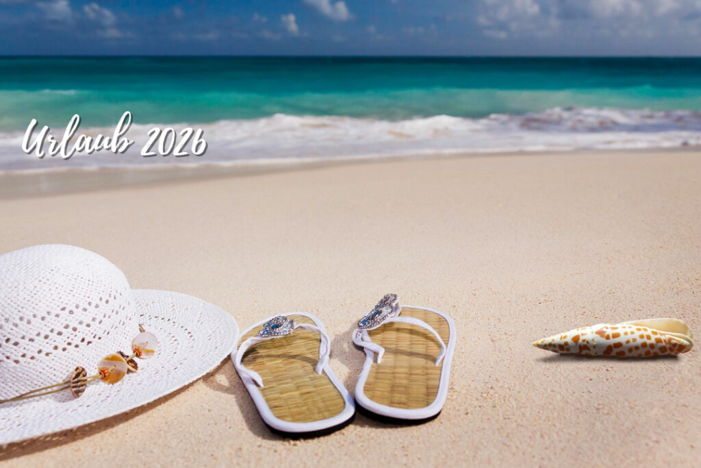 Flip Flops, Hut an einem Strand
