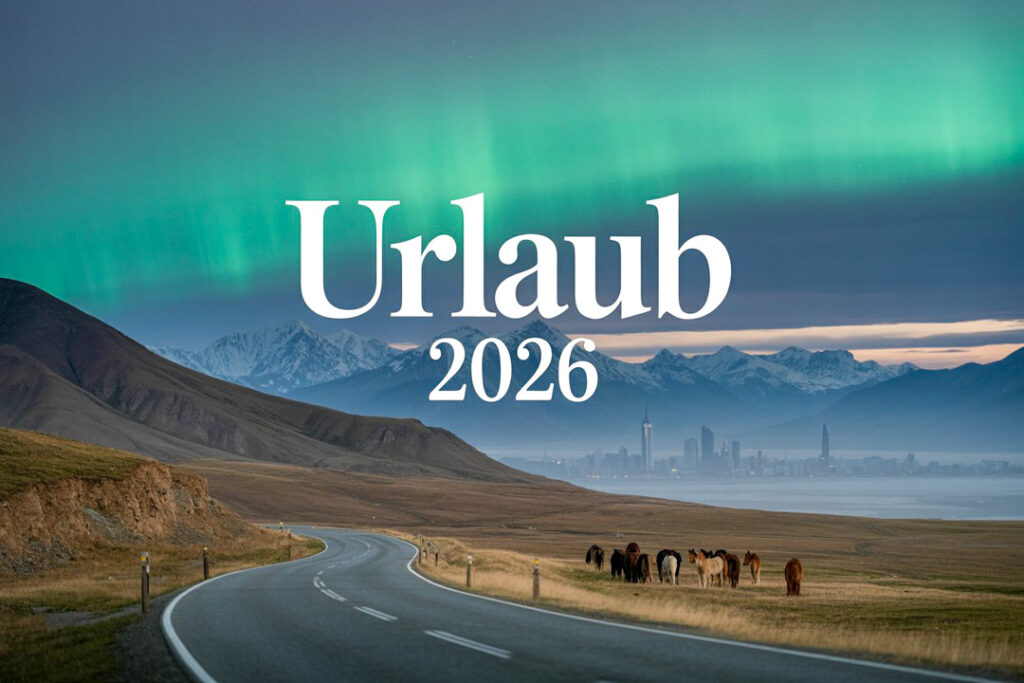 Eine Collage aus verschiedenen Reiseszenen