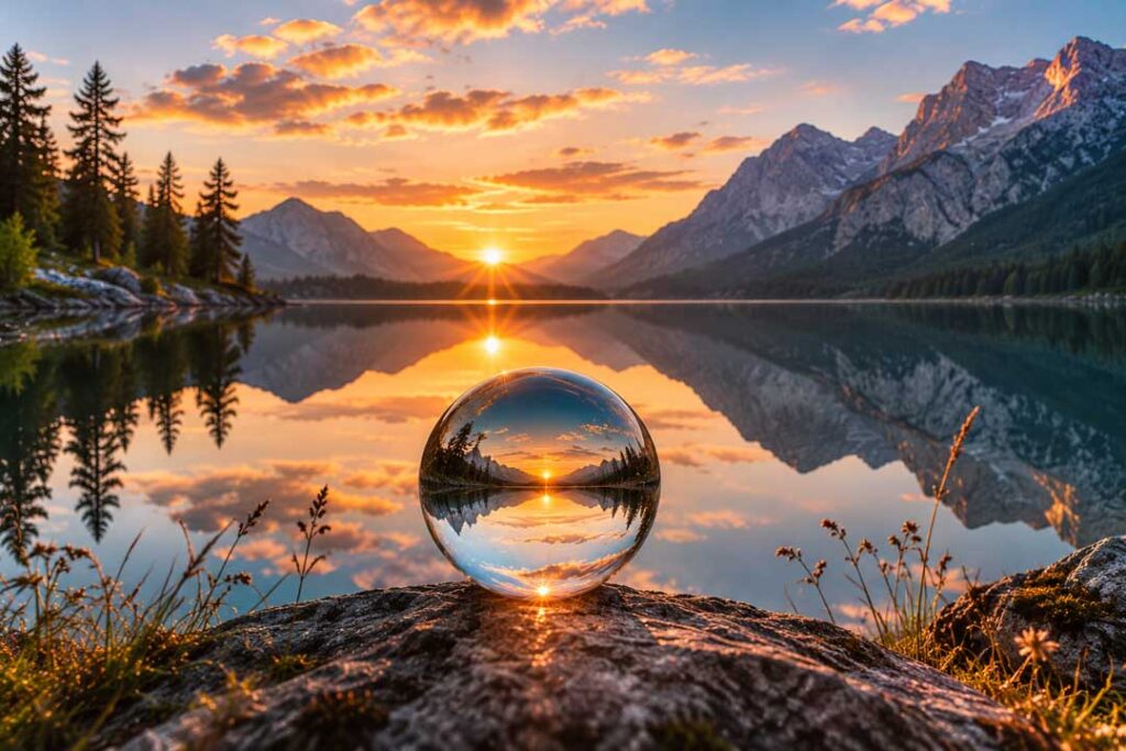 Bild von einer Glaskugel am See